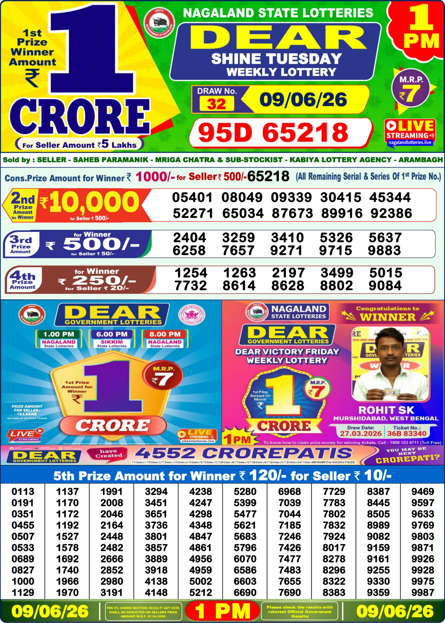 Lottery Sambad 1PM Result 09 06 26 Dear Shine Tuesday Weekly Lottery Result official chart Lottery Sambad 1PM Result 09 06 26 Dear Shine Tuesday Weekly Lottery Result official chart