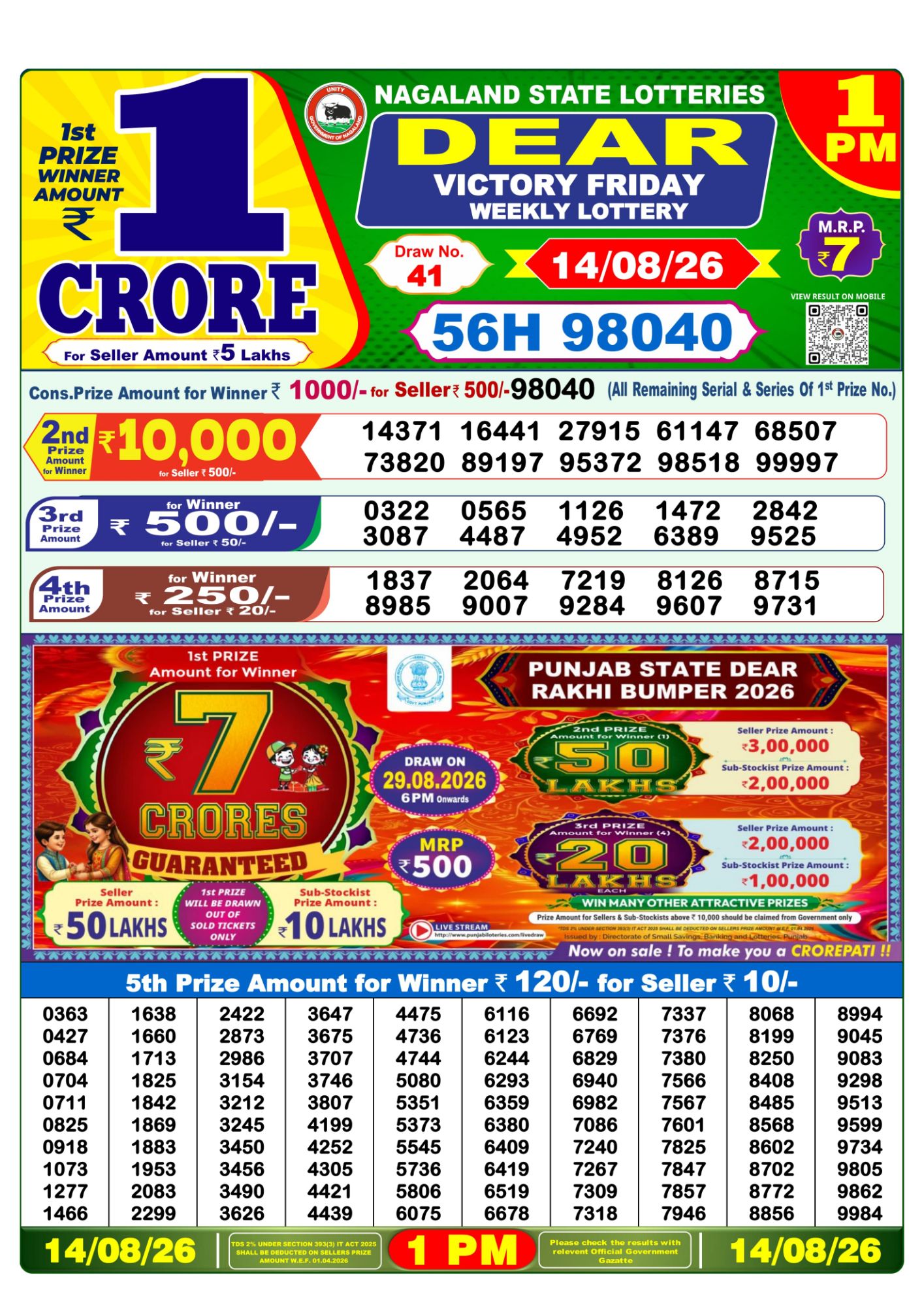 Lottery Sambad 1PM Result 14 08 26 Dear Victory Friday Weekly Lottery Result official chart Lottery Sambad 1PM Result 14 08 26 Dear Victory Friday Weekly Lottery Result official chart