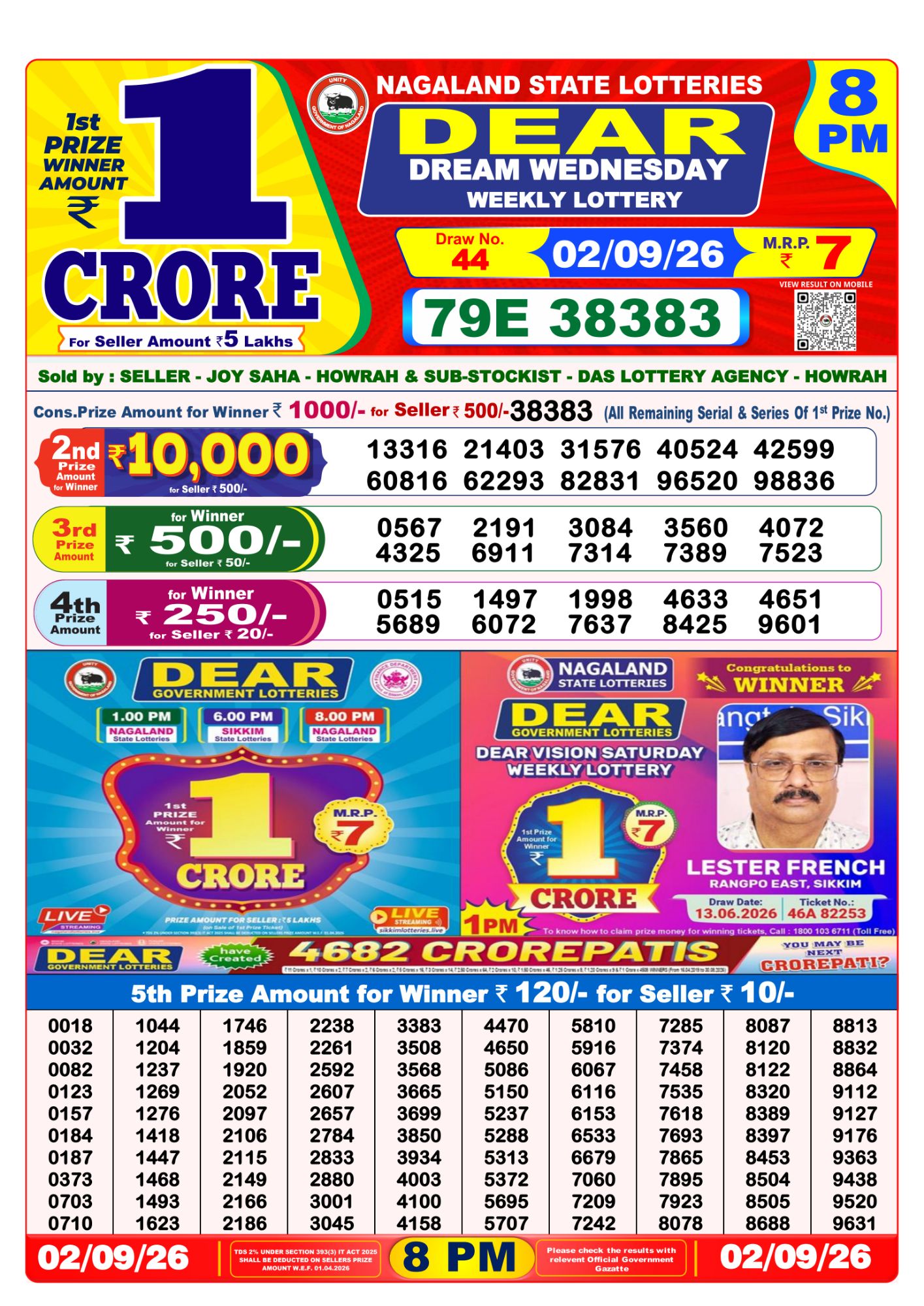 Lottery Sambad 8PM Result 02 09 26 Dear Dream Wednesday Weekly Lottery Result official chart Lottery Sambad 8PM Result 02 09 26 Dear Dream Wednesday Weekly Lottery Result official chart